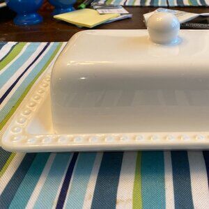 Delmar White by Fapor Ceramic Lid LG Butter Dish Excel. Cond. Base 8.5" x 5.25"